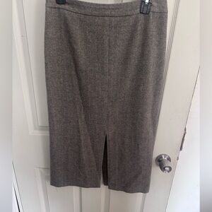 Ralph Lauren Black Label Sz 6 Knee Pencil Skirt Gray Double Slits Wool Cashmere